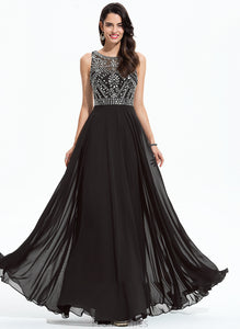 With Beading Nataly Neck Prom Dresses Floor-Length Sequins Scoop Chiffon A-Line