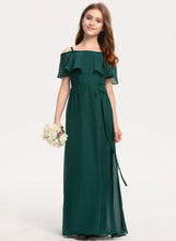 Load image into Gallery viewer, Bow(s) With Off-the-Shoulder Junior Bridesmaid Dresses Andrea Chiffon Floor-Length A-Line