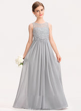 Load image into Gallery viewer, Neck Chiffon Floor-Length Lace Junior Bridesmaid Dresses A-Line Scoop Nydia