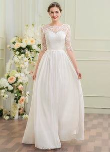 Illusion A-Line Jaelyn Dress Wedding Dresses Chiffon Floor-Length Wedding