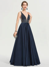 Load image into Gallery viewer, Beading Harmony Ball-Gown/Princess With Sequins V-neck Satin Floor-Length Prom Dresses