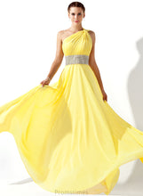 Load image into Gallery viewer, Ruffle With A-Line Prom Dresses One-Shoulder Ayla Chiffon Floor-Length Beading