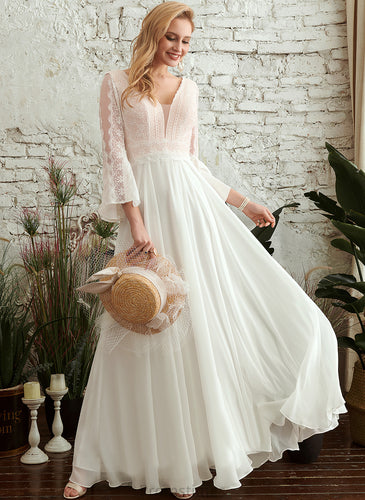 Chiffon Kimberly Dress A-Line Wedding V-neck Floor-Length Wedding Dresses Lace