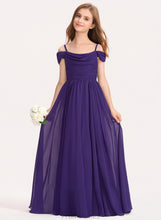 Load image into Gallery viewer, Chiffon Floor-Length With Off-the-Shoulder A-Line Meghan Junior Bridesmaid Dresses Ruffle