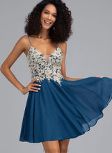 Load image into Gallery viewer, Alana Short/Mini With A-Line Beading Chiffon Lace V-neck Prom Dresses