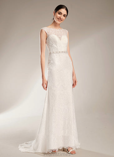 Neck Scoop Wedding Dresses Lace Court Sequins Beading Mayra Train With Dress Wedding Sheath/Column