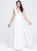 Load image into Gallery viewer, With Pleated Ava V-neck Floor-Length Chiffon A-Line Dress Wedding Dresses Wedding