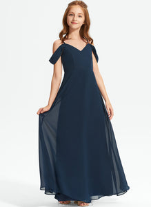 Floor-Length A-Line Chiffon Junior Bridesmaid Dresses Aleah Off-the-Shoulder