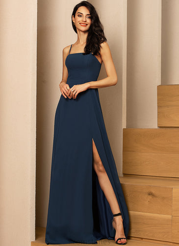 A-Line Chiffon Georgia Square Prom Dresses Floor-Length