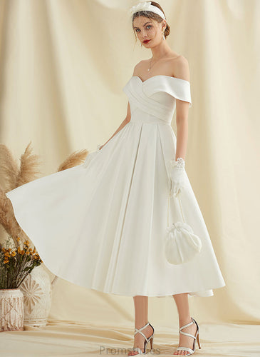 Dress Rihanna Wedding Wedding Dresses Satin A-Line Tea-Length