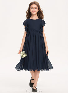 With Junior Bridesmaid Dresses Knee-Length Neck Chiffon A-Line Jayla Scoop Beading