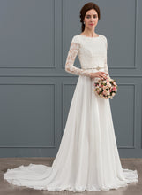 Load image into Gallery viewer, Chiffon Scoop Beading Wedding A-Line Dress Neck Court Elle With Wedding Dresses Train