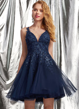 Load image into Gallery viewer, V-neck Short/Mini Reina Tulle Prom Dresses Lace A-Line With Sequins