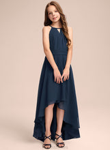 Load image into Gallery viewer, A-Line With Junior Bridesmaid Dresses Asymmetrical Ruffles Bow(s) Chiffon Scoop Neck Briley