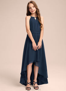 A-Line With Junior Bridesmaid Dresses Asymmetrical Ruffles Bow(s) Chiffon Scoop Neck Briley