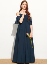 Load image into Gallery viewer, Junior Bridesmaid Dresses A-Line Off-the-Shoulder Kenzie Chiffon Floor-Length Ruffle With