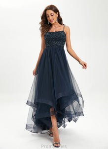 With Asymmetrical Scoop Sequins Adison Tulle Ball-Gown/Princess Neck Prom Dresses Lace