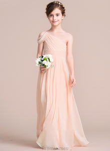 Junior Bridesmaid Dresses Floor-Length Alena Ruffle With Chiffon A-Line One-Shoulder