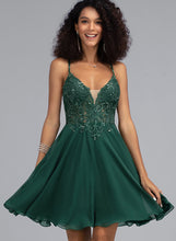 Load image into Gallery viewer, Prom Dresses Short/Mini Chiffon Beading A-Line Sequins With V-neck Mylee