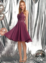 Load image into Gallery viewer, With A-Line Chiffon Scoop Beading Prom Dresses Naima Knee-Length