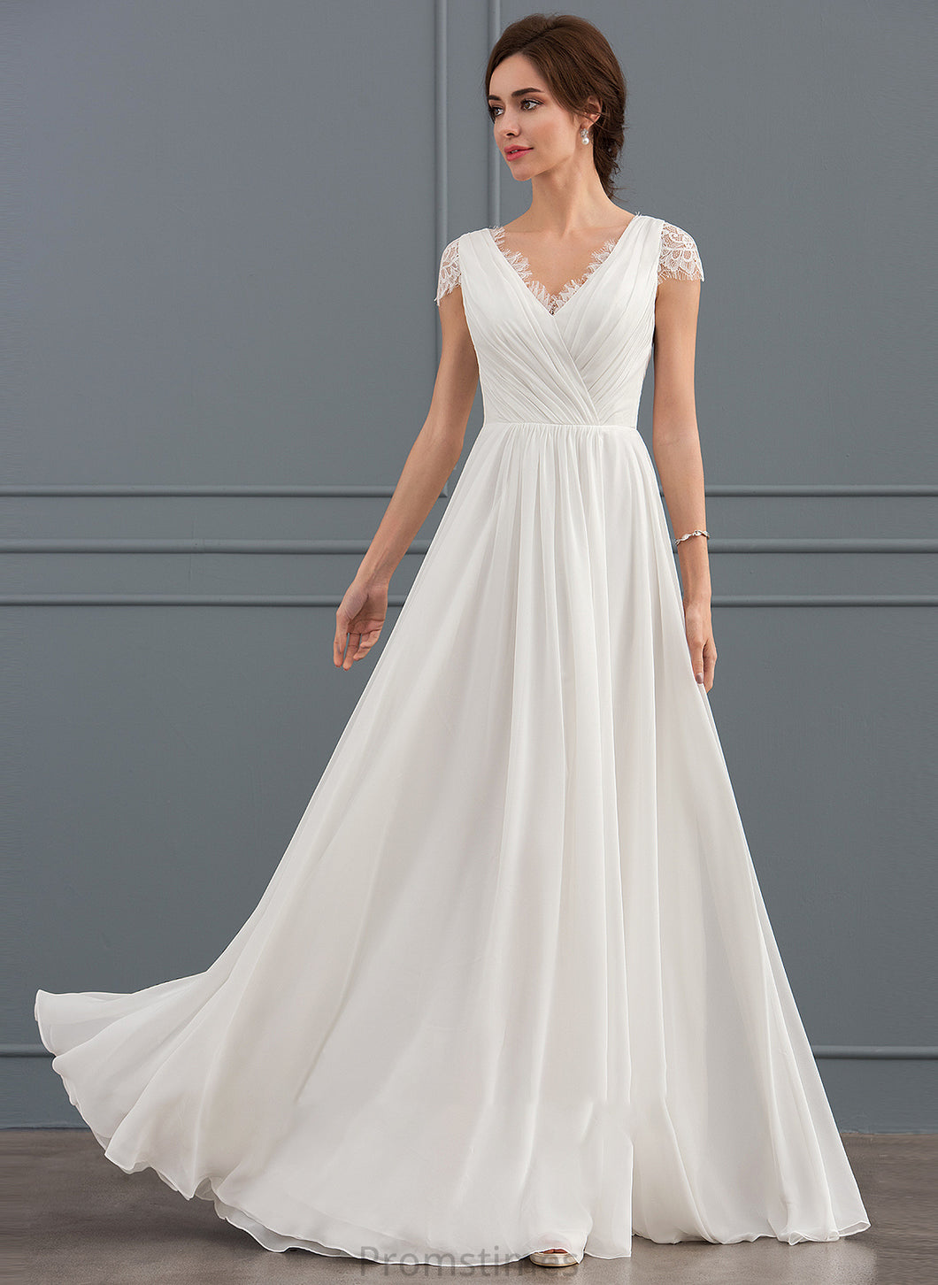 V-neck Wedding Dresses Dress A-Line Lace Rachel With Wedding Floor-Length Chiffon Ruffle