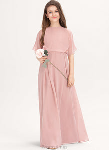 Scoop A-Line Floor-Length Junior Bridesmaid Dresses Neck Leilani Chiffon