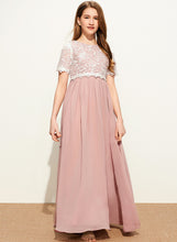 Load image into Gallery viewer, Junior Bridesmaid Dresses Lace Patience Floor-Length A-Line Scoop Neck Chiffon