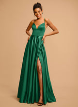 Load image into Gallery viewer, Maleah Floor-Length Prom Dresses V-neck A-Line Satin