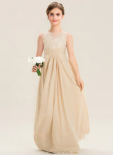 Load image into Gallery viewer, Chiffon Floor-Length A-Line Lace Scoop Taniyah Neck Junior Bridesmaid Dresses