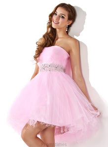 With Sweetheart Prom Dresses Sequins A-Line/Princess Amirah Short/Mini Beading Tulle