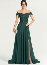 Load image into Gallery viewer, A-Line Sweep Off-the-Shoulder Chiffon Prom Dresses Train Anabelle With Sequins Lace