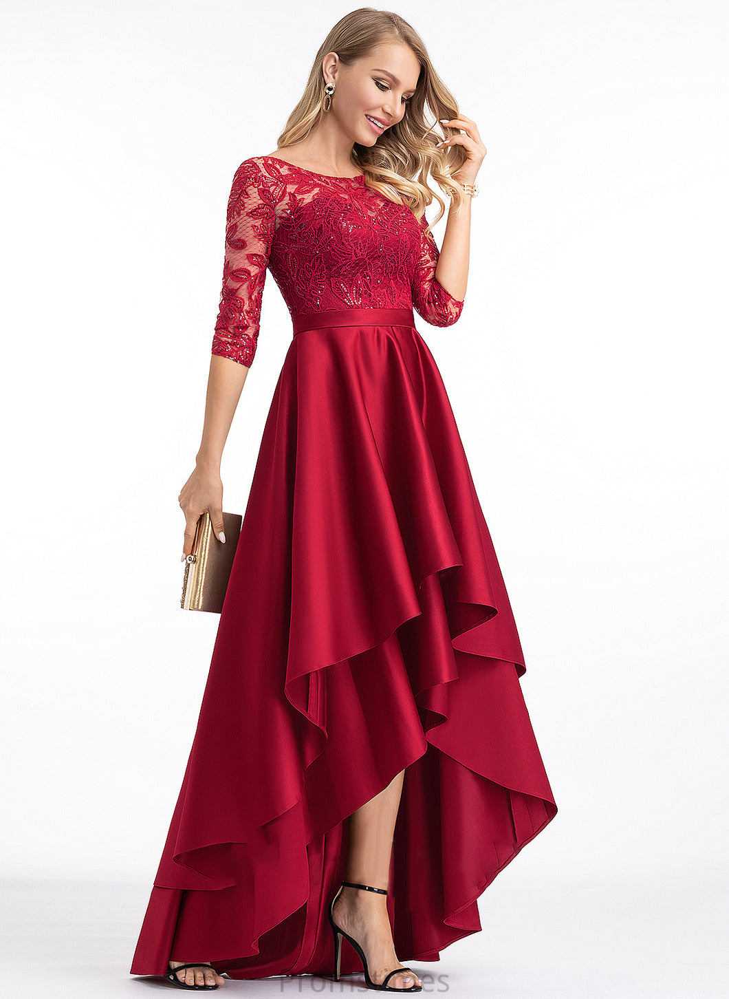 Scoop A-Line Prom Dresses Neck Sequins With Asymmetrical Satin April