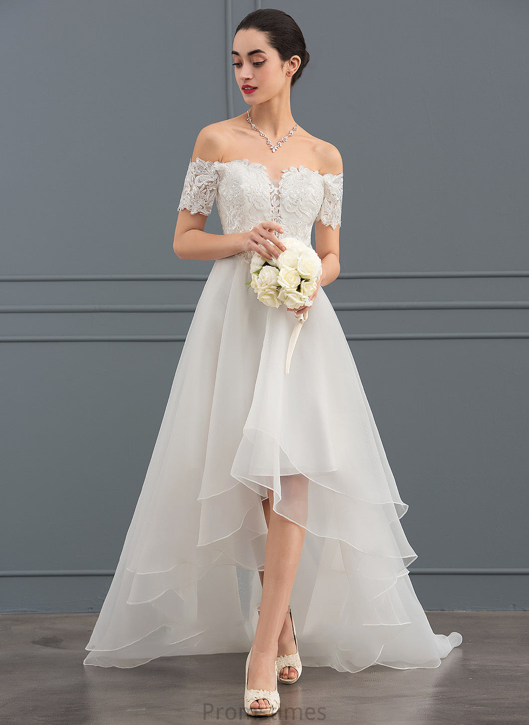 A-Line With Wedding Sequins Evie Organza Dress Wedding Dresses Asymmetrical