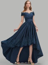 Load image into Gallery viewer, Sequins Ball-Gown/Princess Satin Saniya Asymmetrical Neck Prom Dresses Pockets With Scoop