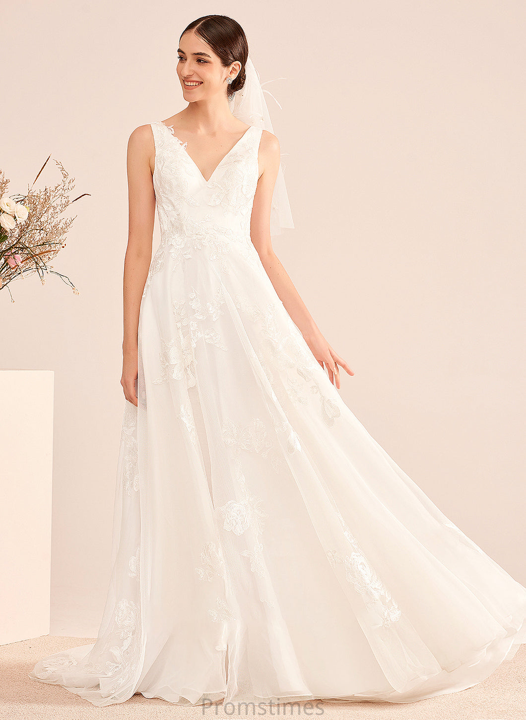 Court Wedding Dresses V-neck With Gracelyn Train A-Line Dress Lace Wedding