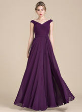 Load image into Gallery viewer, A-Line Kaiya Floor-Length Off-the-Shoulder With Prom Dresses Ruffle Chiffon