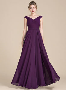 A-Line Kaiya Floor-Length Off-the-Shoulder With Prom Dresses Ruffle Chiffon