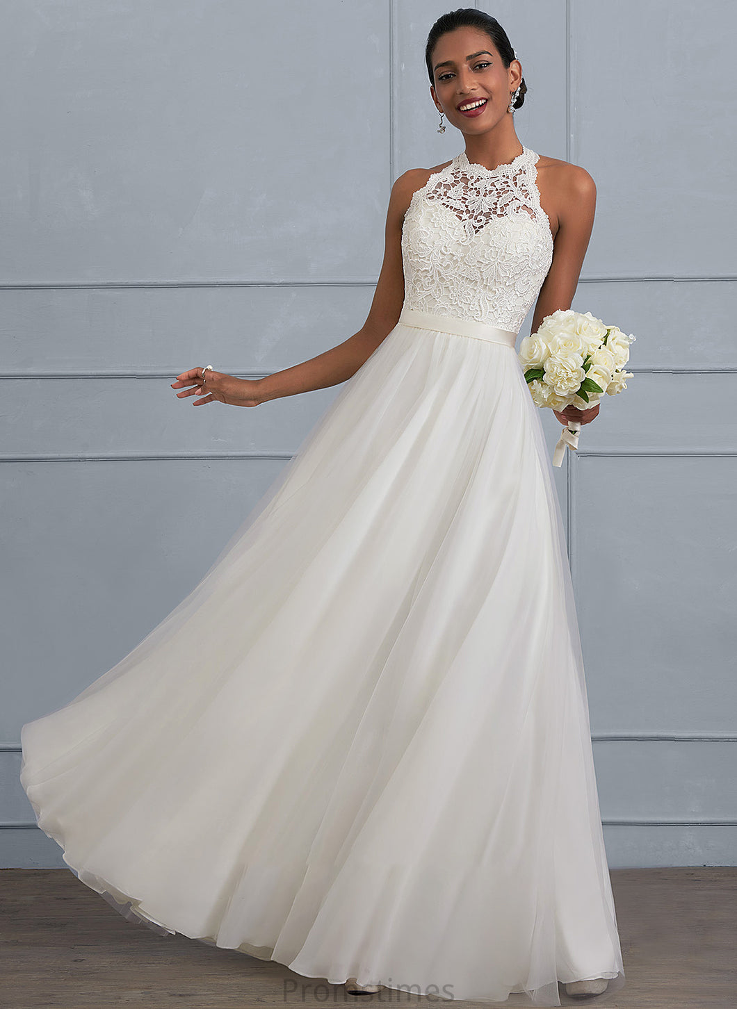 Dress Tulle Katelyn Floor-Length Wedding Dresses Scoop Neck A-Line Wedding