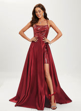 Load image into Gallery viewer, Neck Sequins Raegan Train With Ball-Gown/Princess Scoop Sweep Prom Dresses Satin