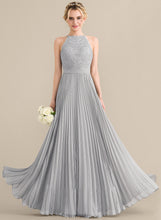 Load image into Gallery viewer, Neck Floor-Length Rhoda Scoop Prom Dresses A-Line With Chiffon Lace Pleated