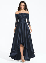 Load image into Gallery viewer, Alisha With Asymmetrical Sequins Satin Cascading Ruffles Off-the-Shoulder A-Line Lace Prom Dresses