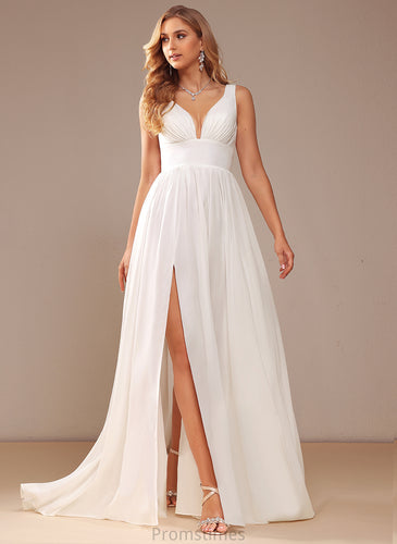 Wedding Sweep Chelsea Wedding Dresses V-neck Train A-Line Dress Chiffon