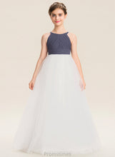 Load image into Gallery viewer, With Tulle Ruffle Neck Scoop A-Line Hana Floor-Length Junior Bridesmaid Dresses Chiffon