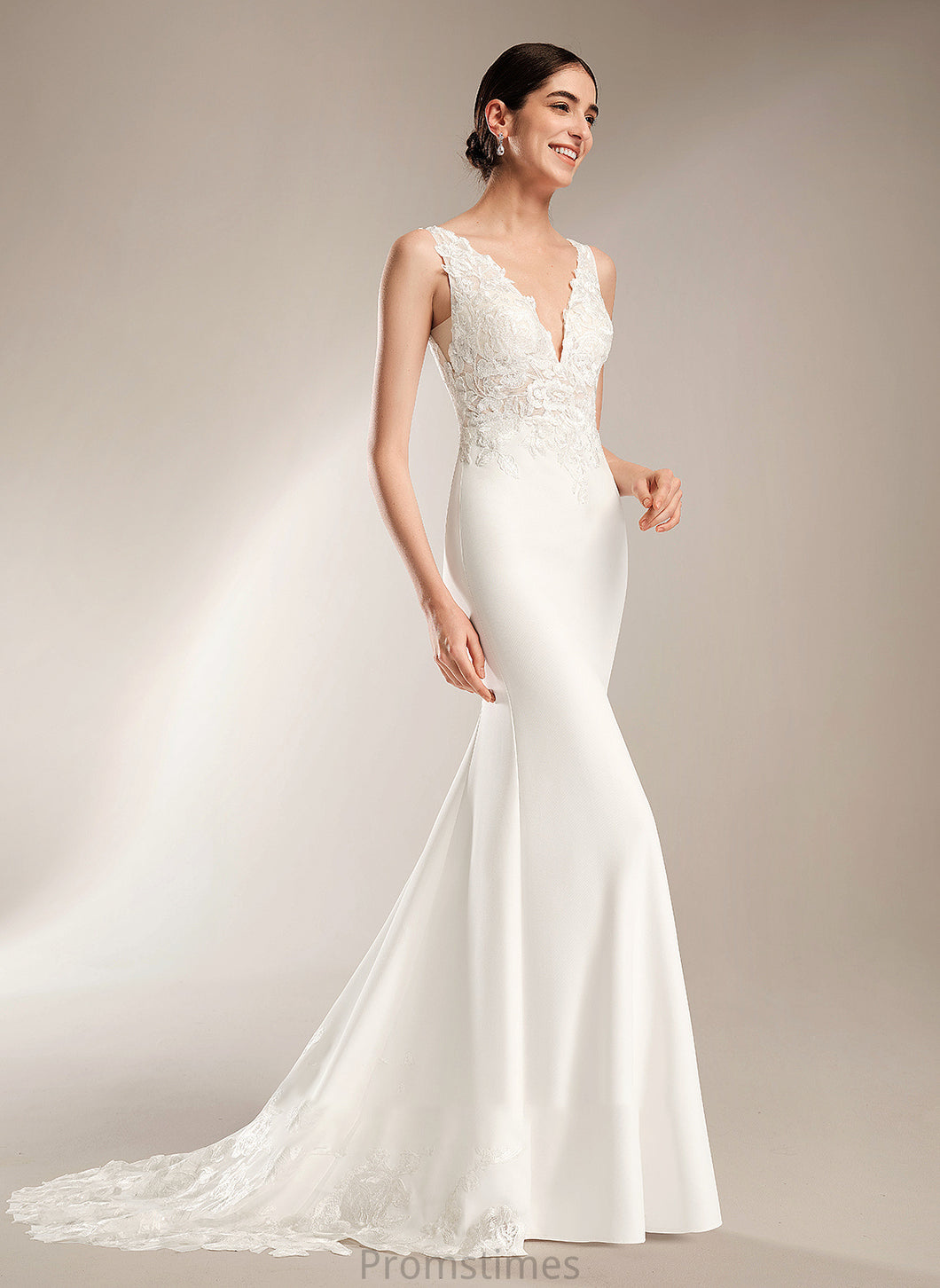 Sequins Sheath/Column Train With Dress V-neck Wedding Wedding Dresses Mara Court