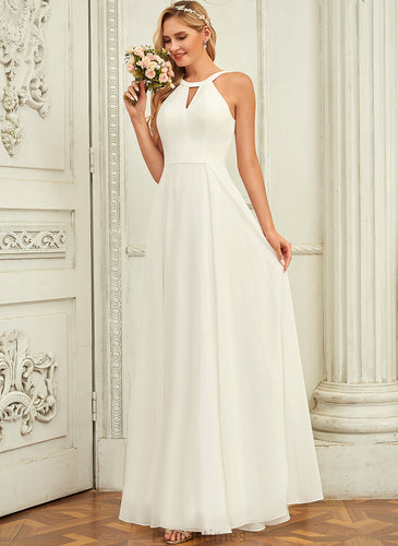 A-Line Wedding Floor-Length Dress Chiffon Scoop Wedding Dresses Frederica