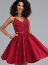 Load image into Gallery viewer, With Satin Sequins Prom Dresses Short/Mini V-neck Beading A-Line Jennifer