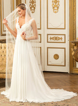 Load image into Gallery viewer, Wedding Theresa Train Dress V-neck A-Line Chiffon Wedding Dresses Court