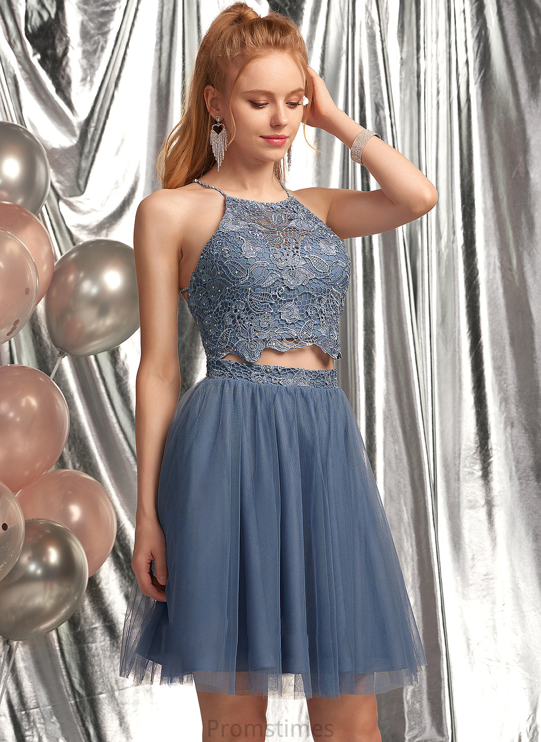 Scoop Tulle Beading Victoria Short/Mini With Prom Dresses Neck Sequins A-Line