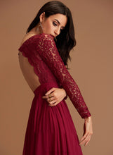 Load image into Gallery viewer, A-Line V-neck Zoey With Floor-Length Lace Chiffon Prom Dresses