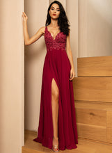 Load image into Gallery viewer, Floor-Length V-neck Chiffon With Prom Dresses Mattie Sequins A-Line